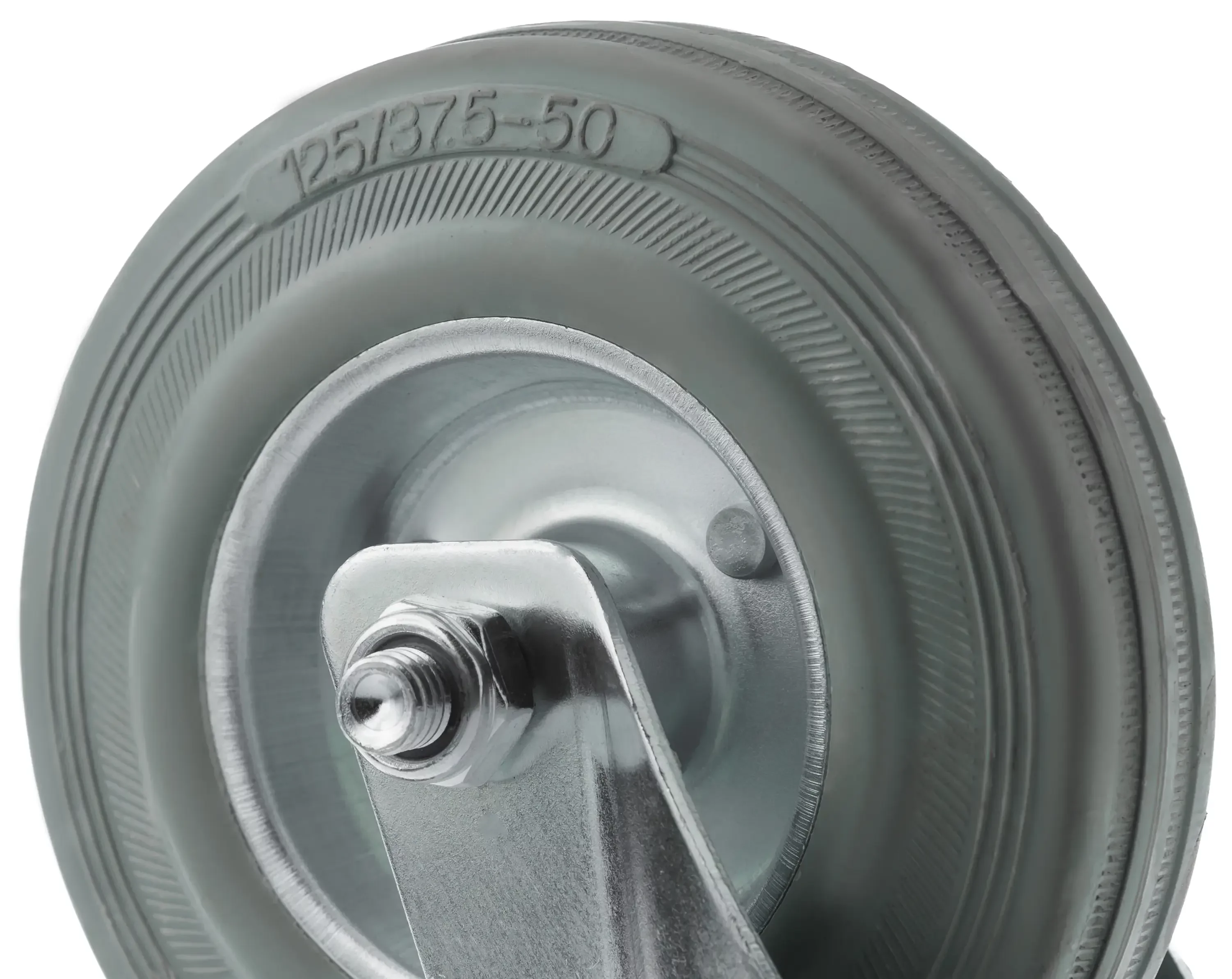 SCb 55 f - Промышленное колесо 125 мм (площадка, поворотн., тормоз, серая рез., роликоподш.)
